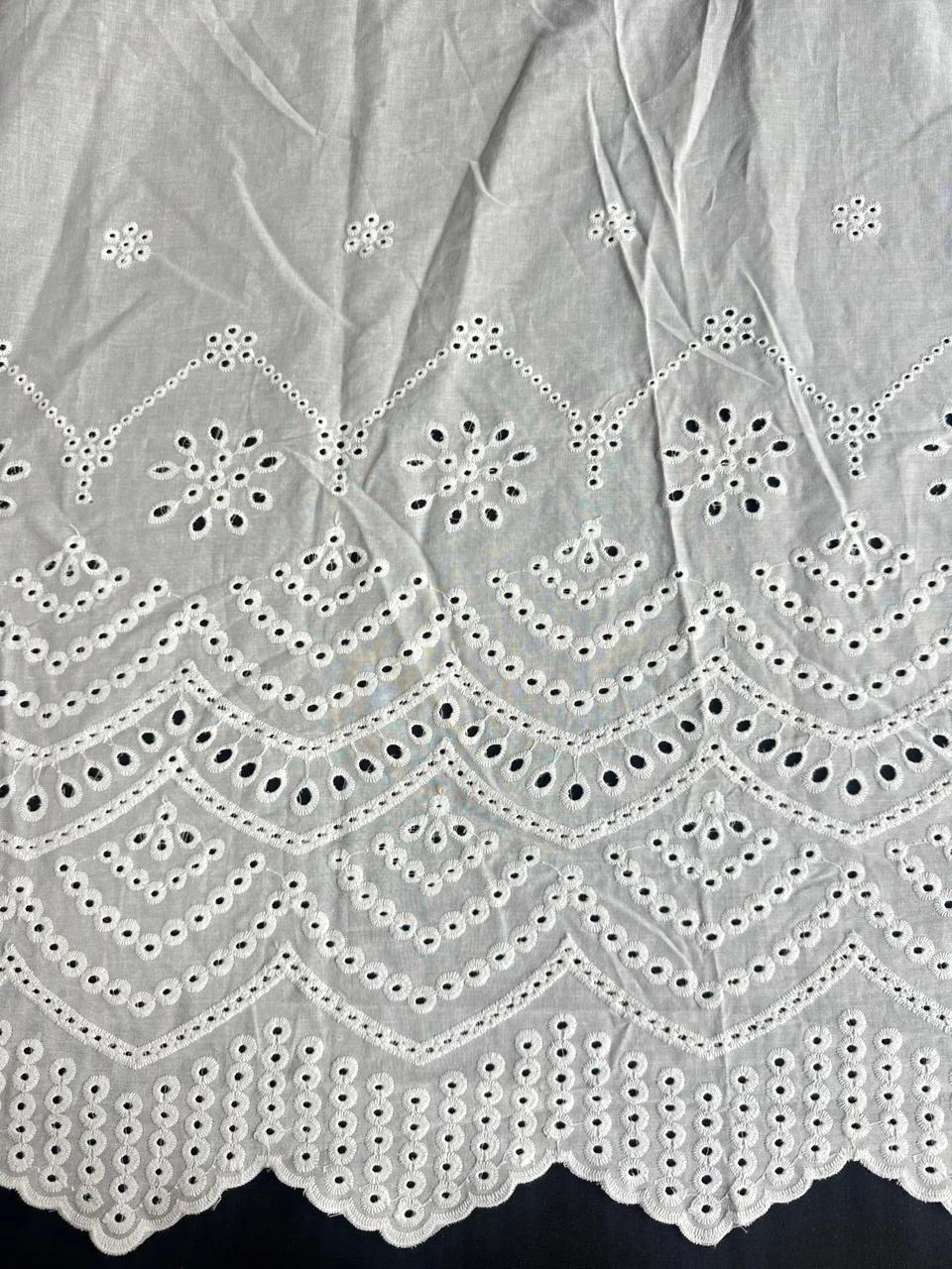 Premium Schiffli Embroidered Cotton Fabric