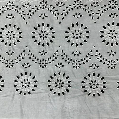 Premium Schiffli Embroidered Cotton Fabric